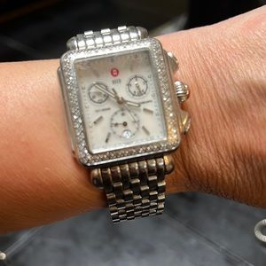 Michelle Diamond deco silver watch